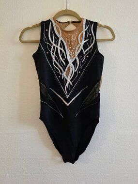 Custom Made Performance Bodysuit - Small  Black Rhinestone